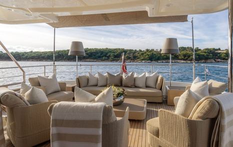 Motor Yacht Yvonne aft deck shaded seating