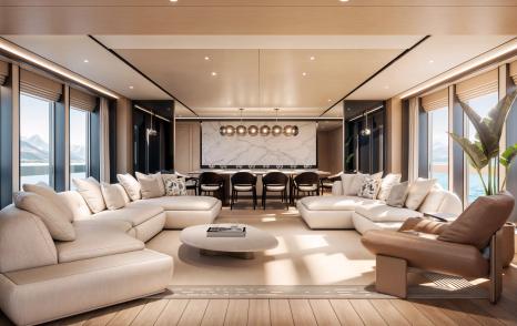Rendering of Sunseeker 134 Superyacht main saloon