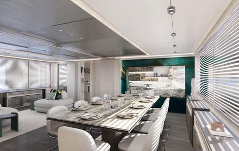 Rendering of Akhir 44's interior dining table 