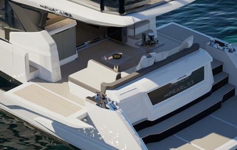 Rendering of the Pearl 63's aft shaded seating