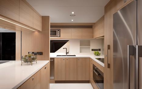 Modern galley on luxury yacht