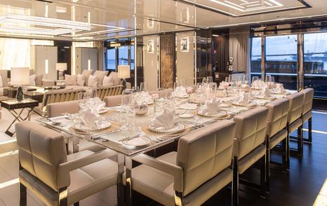 Superyacht Resilience's dining table 