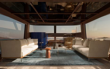 Rendering of Sanlorenzo SHE motor yacht saloon 