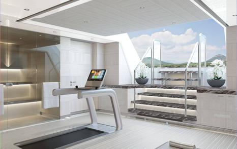 Rendering of Amels 60 motor yacht indoor gym