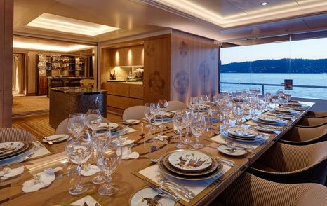 Feadship superyacht Joy main saloon dining area 