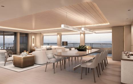 Rendering of superyacht Amels 6007 dining area