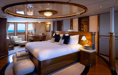 Aqua Lares superyacht master cabin with windows 