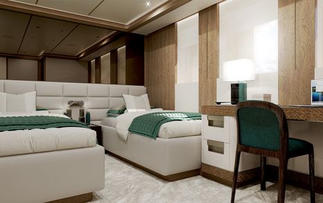 Rendering of Superyacht Agnetha twin cabin 