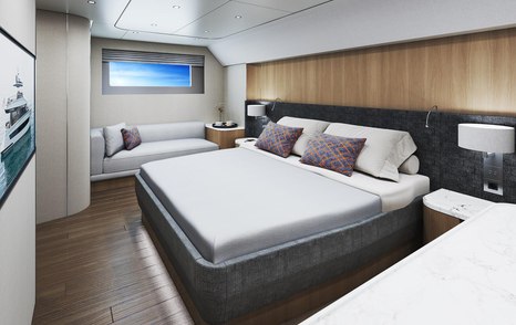 Rendering of Outer Reef 540 Adventure expedition yacht bedroom