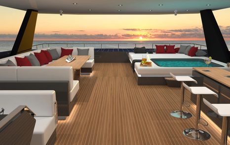 CGI of covered outdoor deck on Spaceline 100 Hybrid