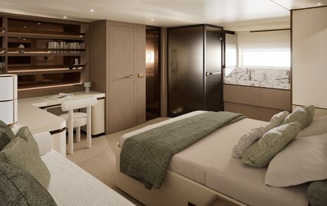 Rendering of Azimut Seadeck 9 master cabin