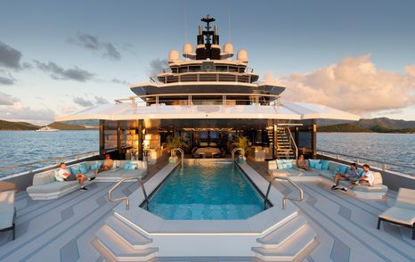Superyacht Leviathan aft swimming pool