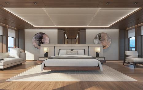 Rendering of Amels 80 superyacht master cabin