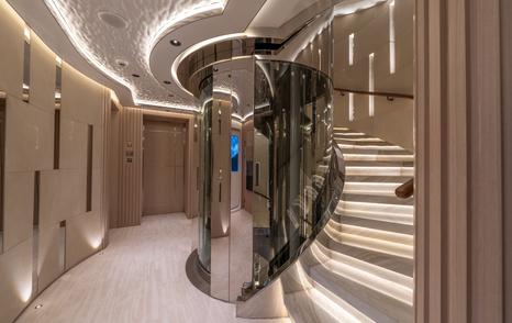 Bilgin superyacht Al Reem circular glass elevator  