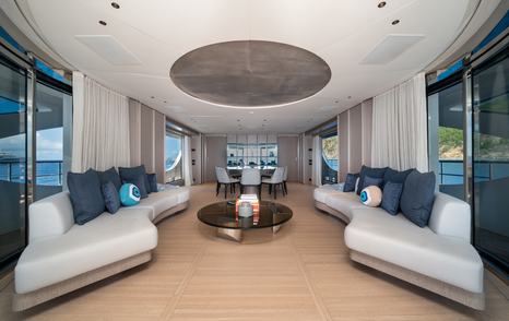 Benetti Oasis 34M motor yacht main saloon with curved seating