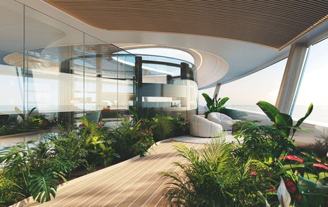Feadship superyacht Hive library with garden 