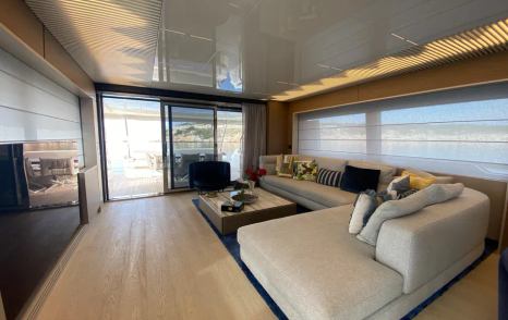  Motor Yacht Sunrise main saloon L-shaped sofa 