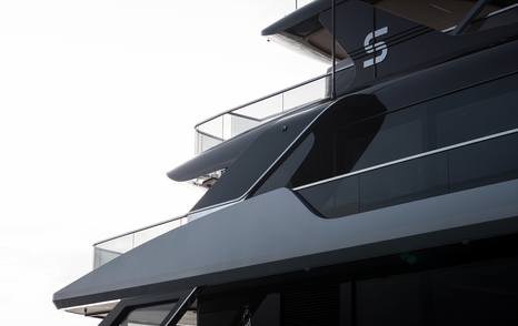 Close up of Superyacht Shine superstructure 