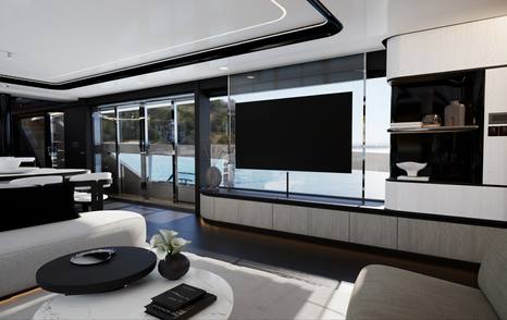 Pearl 100 Hybrid motor yacht main saloon mounted TV
