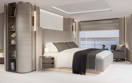 Rendering of Sirena 118 superyacht master cabin