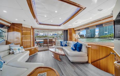 Fins Up main saloon with white sofas