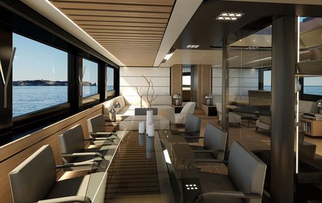 Formal dining area on WHY200 yacht