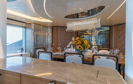 Interior dining area onboard superyacht ETERNAL SPARK