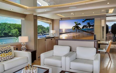 Motor Yacht Aqua Vista main saloon pop up TV