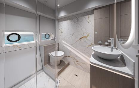 Motor yacht Beneteau Gran Turismo 50 master en suite with marble wall