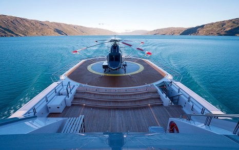 helicopter on helipad yacht Cloudbreak