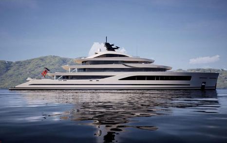 Rendering of Project Spyder superyacht under way 