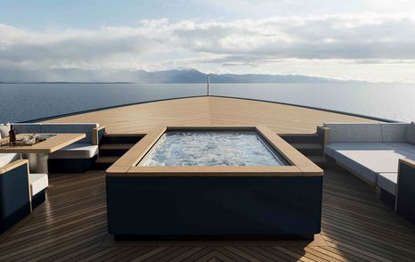 Rendering of superyacht ONE foredeck swimming pool