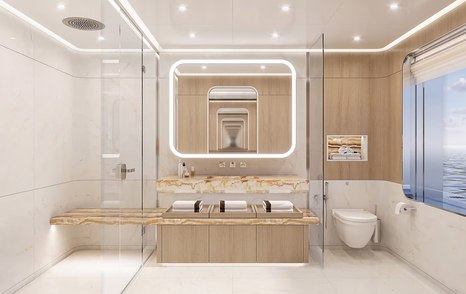 Rendering of superyacht Project Life's master cabin ensuite