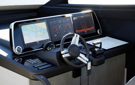 Rendering of Pearl 73 motor yacht interior helm station
