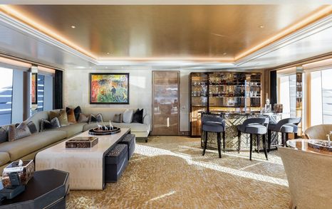 Feadship superyacht Joy main saloon lounge and bar 