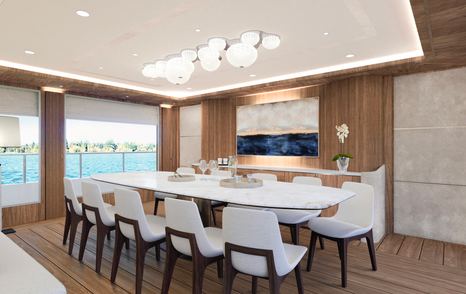 Superyacht Serenissima I main saloon dining area