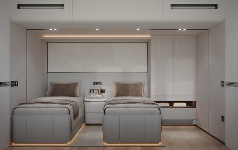 Rendering of VisionF 101 catamaran twin room