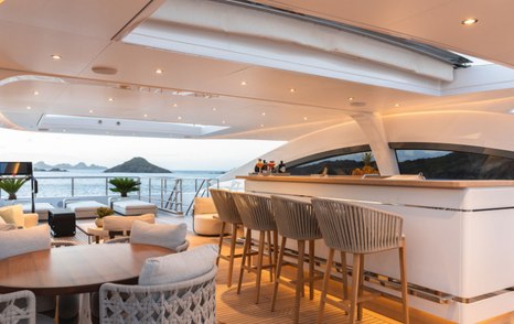 Superyacht Mine Games' sundeck wet bar