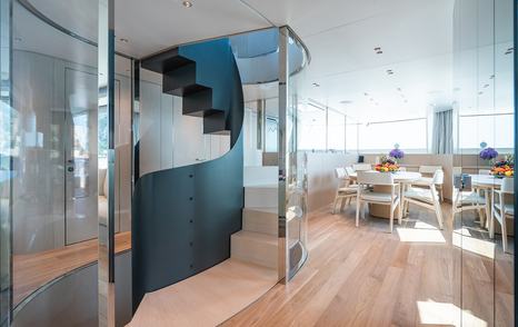 Superyacht Ami's interior staircase 