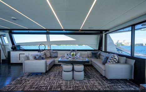 Motor yacht Shine's U-shaped interior sofa