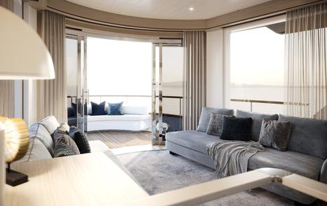 superyacht AF main saloon doors open to deck