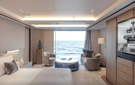 Rendering of Superyacht Entourage cabin window seating