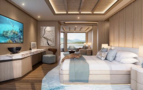 Rendering of expedition yacht Project Master master cabin 