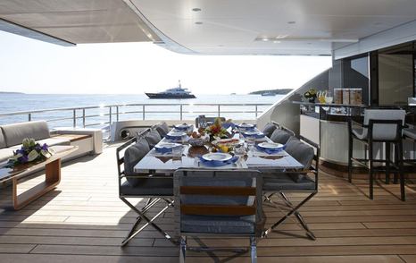 Excellence V aft deck with dining area