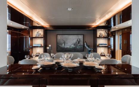 Sunseeker motor yacht Captain Morgan III main saloon dining area 