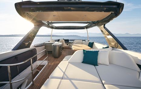 Princess F65 motor yacht flybridge with sun pads