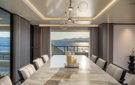 50m Benetti motor yacht Inari main saloon dining area 