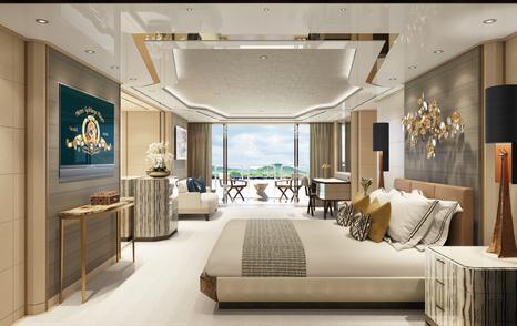 Rendering of Amels 60 superyacht master cabin 
