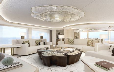 Superyacht Sparta's indoor lounging area 