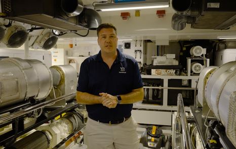 Jack Haines inspecting the Numarine 40MXP engine room and machinery layout